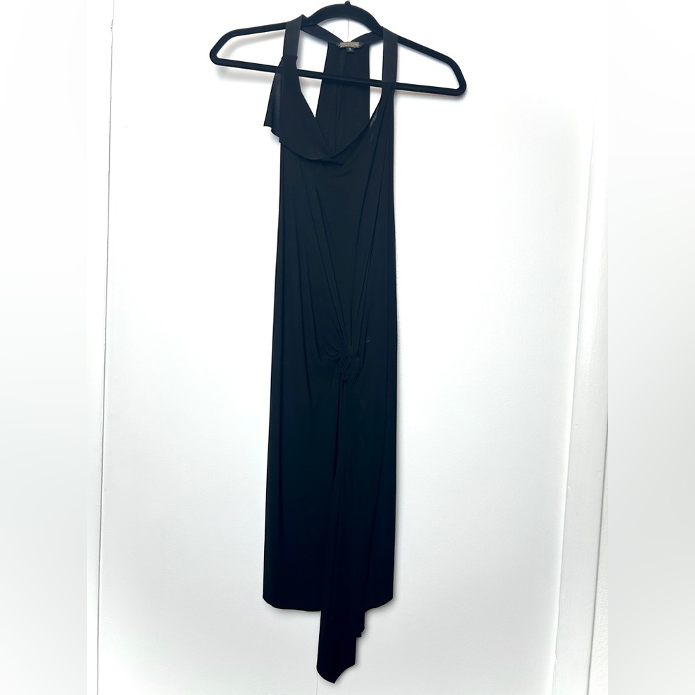 Rozae Nichols Leather Strap Cocktail Dress Black